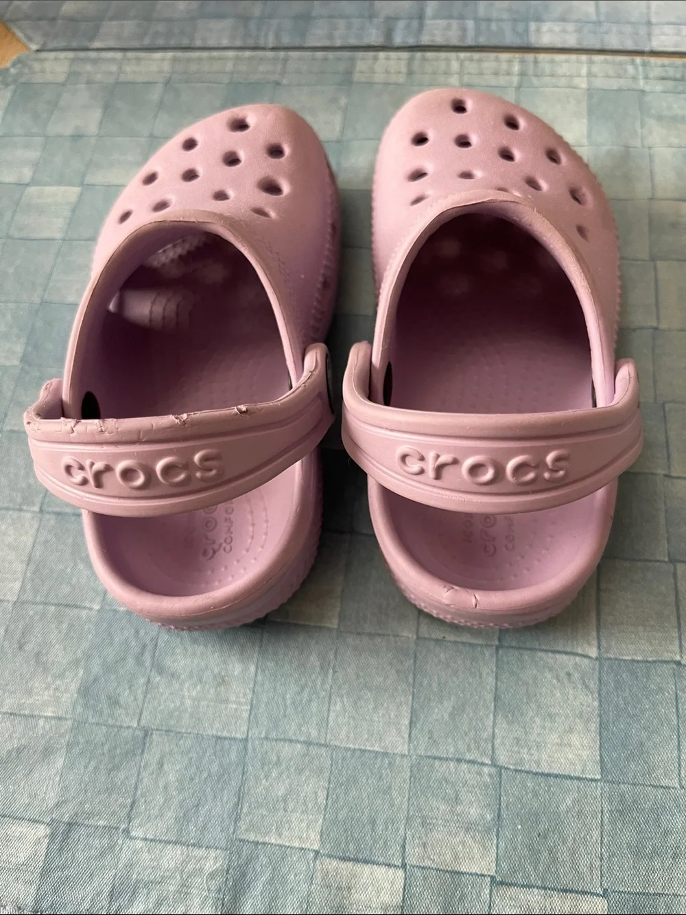 CROCS Kids Purple Classic Clogs with Heel Strap